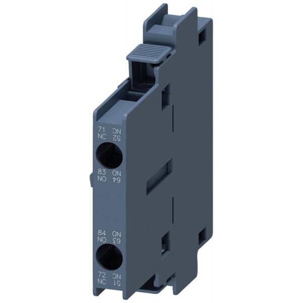 3RH1921-1EA11, auxiliary switch block, 1 no + 1 nc, en 50005 on the side, 10 mm, screw terminal, size s0 ... s12 for motor contactors, 2-pole, 1st lateral auxiliary switch